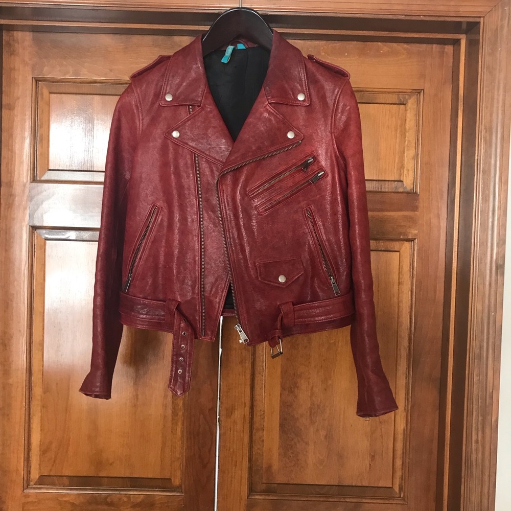 Truth and Pride red leather motorcycle jacket XL